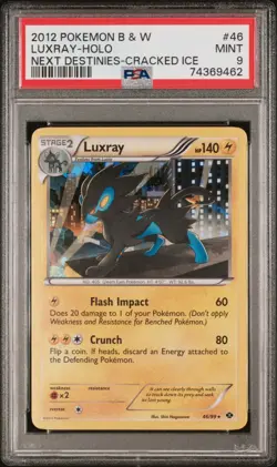 PSA 9 Mint Luxray Cracked Ice Holo 2012 Pokemon B & W Next Destinies 46/99 - Image 1