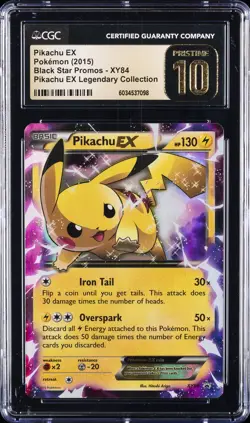 2015 POKEMON BLACK STAR PROMO PIKACHU EX LEGEND COLL #XY84 PIKACHU EX CGC 10 - Image 1