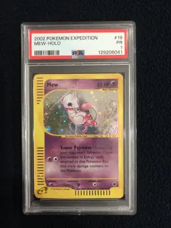 PSA 1 PR 2002 Expedition Mew Holo Foil 19/165 E-Reader Series Pokemon WOTC - Image 1