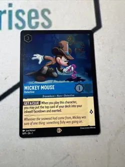 disney lorcana Detective Mickey Mouse Promo Tournament Card Cold Foil - Image 1