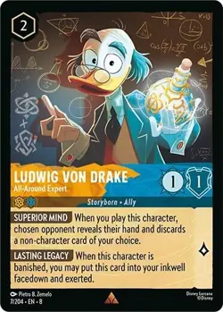 Disney Lorcana Reign of Jafar - 7 Ludwig Von Drake, All-Around, Rare Non Foil - Image 1