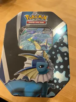 NEW SEALED Pokemon Trading Card Game: Evolutions Tin - Vaporeon V - Image 1