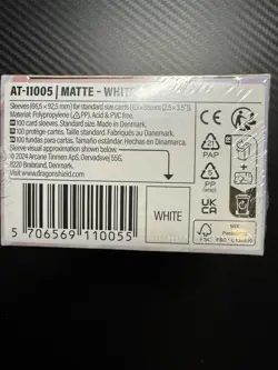 Matte White 100 ct Dragon Shield Sleeves Standard Size - Image 3