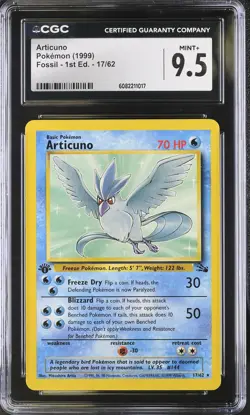 CGC 9.5 Articuno 17/62 Rare 1st Edition Fossil Pokemon Card - Image 1