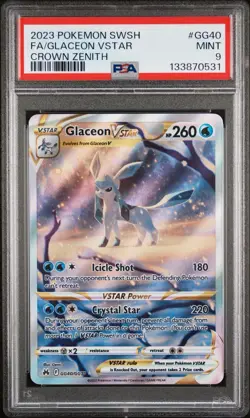 2023 POKEMON SWORD & SHIELD CROWN ZENITH #GG40 FULL ART/GLACEON VSTAR PSA 9 - Image 1
