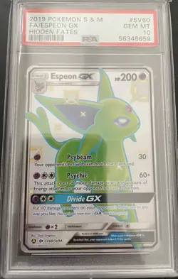 Pokemon Espeon GX Full Art Holo TCG PSA 10 Hidden Fates SV60/SV94 - Image 1