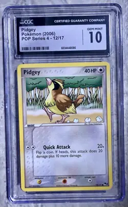 Pokemon TCG Pidgey 12/17 POP Series 4 2006 CGC GEM 10 - Image 1