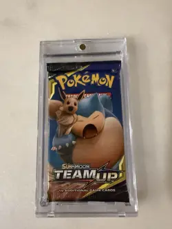 Pokemon Sun & Moon Team Up Booster Pack English Eevee Snorlax + Acrylic Case - Image 1