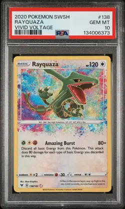 Pokemon TCG Rayquaza Holo Card 138/185 Vivid Voltage Amazing Rare Psa 10 - Image 1