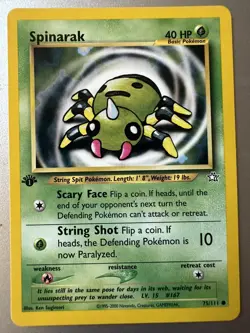 Spinarak 75/111- Neo Genesis - 1st Edition - Pokemon Card TCG - Image 1