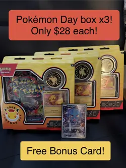 Lot of 3! Pokemon Day 2026 Collection Box Sealed + Bonus Card! - Image 1