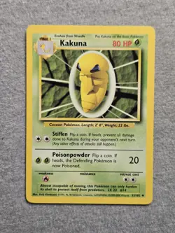 Base Set Kakuna 33/102 Uncommon Pokemon Card 4th PRINT - Image 1