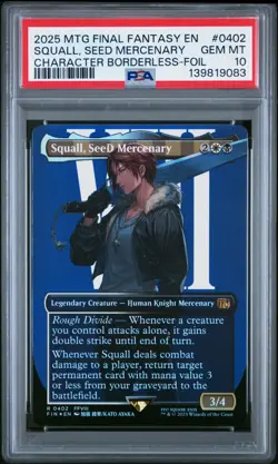 2025 MTG FINAL FANTASY BORDERLESS FOIL SQUALL SEED MERCENARY PSA 10 - Image 1