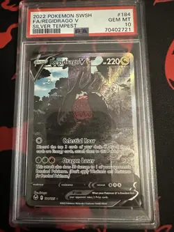 2022 POKEMON SWORD & SHIELD SILVER TEMPEST #184 FA/REGIDRAGO V - PSA 10 GEM MT - Image 1