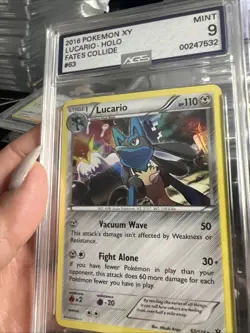 2016 POKEMON XY FATES COLLIDE LUCARIO HOLO #63 Graded AGS 9 MINT - Image 3