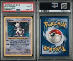 1999 Pokemon Game #10 Mewtwo holo Shadowless PSA 6 EX-MT - Image 3