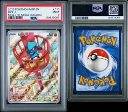 2025 Pokemon MEP EN MEG ETB Mega Lucario #010 Riolu PSA 9 MINT - Image 3