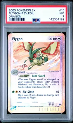2003 POKEMON EX DRAGON #15 FLYGON-REVERSE FOIL PSA 7 - Image 1