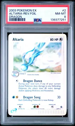 2003 POKEMON EX DRAGON #2 ALTARIA-REVERSE FOIL PSA 8 - Image 1