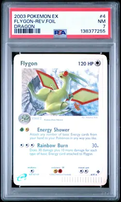 2003 POKEMON EX DRAGON #4 FLYGON-REVERSE FOIL PSA 7 - Image 1