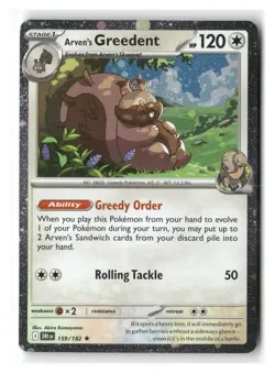 Arven's Greedent COSMO HOLO 159/182 Rare Destined Rivals Pokemon Near Mint - Image 1