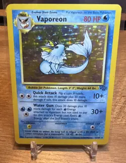 Pokemon Vaporeon 80 HP Holo Rare Jungle Unlimited Card 12/64 English 1999 - Image 1
