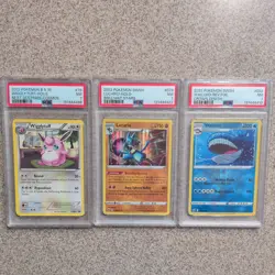 Lot of THREE PSA 7 Graded Pokemon Cards 2012-2023 (Wigglytuff, Lucario, Wailord) - Image 1