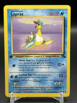 Lapras 25/62 Fossil 1st Edition Non-Holo Vintage WOTC Pokemon Card LP-MP - Image 1