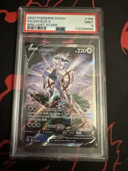 PSA 9 MINT Arceus V Alt Art Brilliant Stars 166/172 Pokemon Card FA SWSH 2022 - Image 1