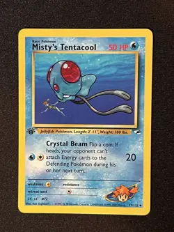 NM-Mint 1st Edition Misty's Tentacool 57/132 Gym Heroes Pokemon Card - Image 1