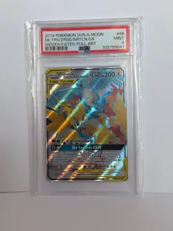 2019 POKEMON SUN & MOON MLTRS/ZPDS/ARTCN.GX HIDDEN FATES-FULL ART #66 PSA 9 MINT - Image 1