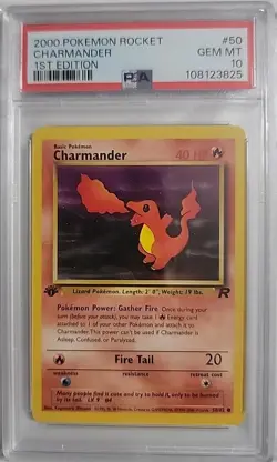 PSA 10 Charmander 50/82 2000 Pokemon Rocket 1st Edition Common Gem Mint WOTC - Image 1