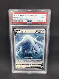 2024 POKEMON 2023 WORLD CHAMPIONSHIP DECK: COLORLESS LUGIA #138 LUGIA V PSA 9 - Image 1