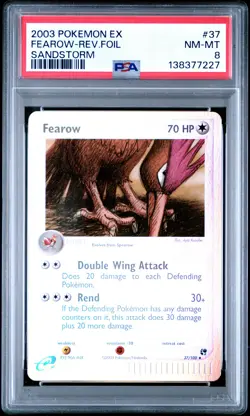 2003 POKEMON EX SANDSTORM #37 FEAROW-REVERSE FOIL PSA 8 - Image 1