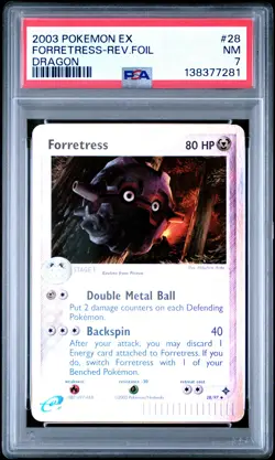 2003 POKEMON EX DRAGON #28 FORRETRESS-REVERSE FOIL PSA 7 - Image 1