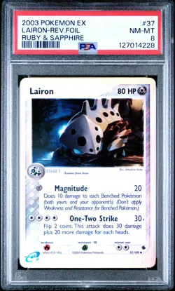 2003 POKEMON EX RUBY & SAPPHIRE #37 LAIRON-REVERSE FOIL PSA 8 - Image 1