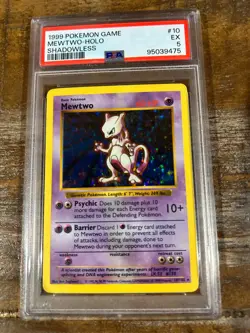 Pokemon 1999 Game MEWTWO Holo Shadowless #10 PSA 5 RARE - Image 1