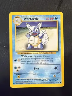 Wartortle 42/102 Pokemon Card TCG Base Set Unlimited Non Holo LP - Image 1