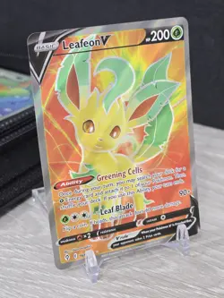 Pokemon Card TCG Leafeon V 166/203 Holo Ultra Rare Evolving Skies 2021 NM - Image 1
