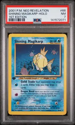 2001 Pokemon Neo Revelation Shining Magikarp Holo 1st Edition PSA 7 - Image 1