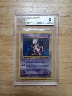 Pokemon BGS 8 NM/MINT 1999 Mewtwo Shadowless Base Set Holo Card - Image 1