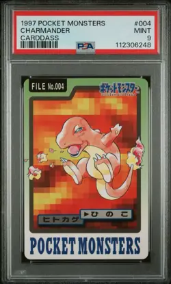 Pokemon Carddass Charmander File No.004 Japanese Bandai Pocket Monsters PSA 9 - Image 1
