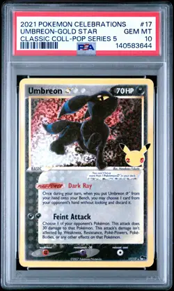 2021 POKEMON CELEBRATIONS CLASSIC COLL #17 UMBREON-GOLD STAR PSA 10 - Image 1