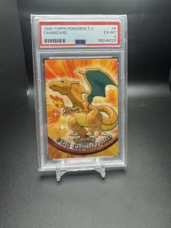 Pokemon 1999 Topps Charizard 6 Blue Logo PSA 6 - Image 1