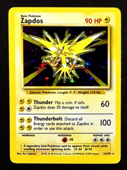 Zapdos 16/102 HOLO RARE Base Set - 1999 Pokemon WOTC - NM / MINT - Image 1