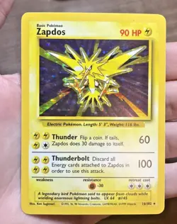 Zapdos 16/102 HOLO RARE Base Set - 1999 Pokemon WOTC - NM / MINT - Image 2
