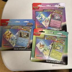 Pokemon Prismatic Evolutions Tech Sticker Collection Lot of 3 Different Blisters - Image 1
