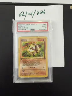 1999 Pokemon Jungle 1st Edition Mankey PSA 9 Mint #55/64 - Image 1