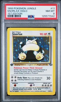 Pokemon 1999 Jungle Snorlax 11/64 1st Edition Holo Rare PSA 8 - Image 1