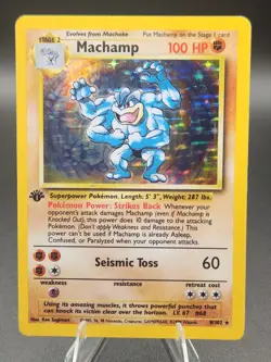Pokemon Machamp 8/102 1ST Edition Base Set Holo Rare 100 HP Stage 2 1999 Card - Image 1